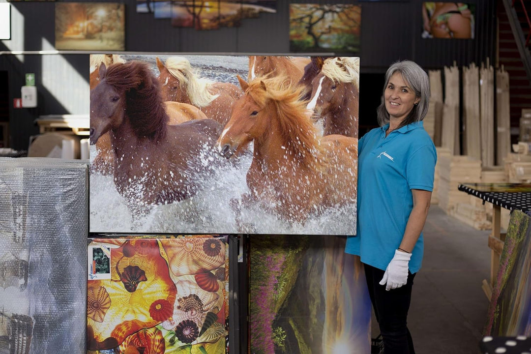 Startonight Bilder Pferde Wasser, Leinwandbilder Moderne Kunst, Tiere Wanddeko Kunstdrucke, Wandbild