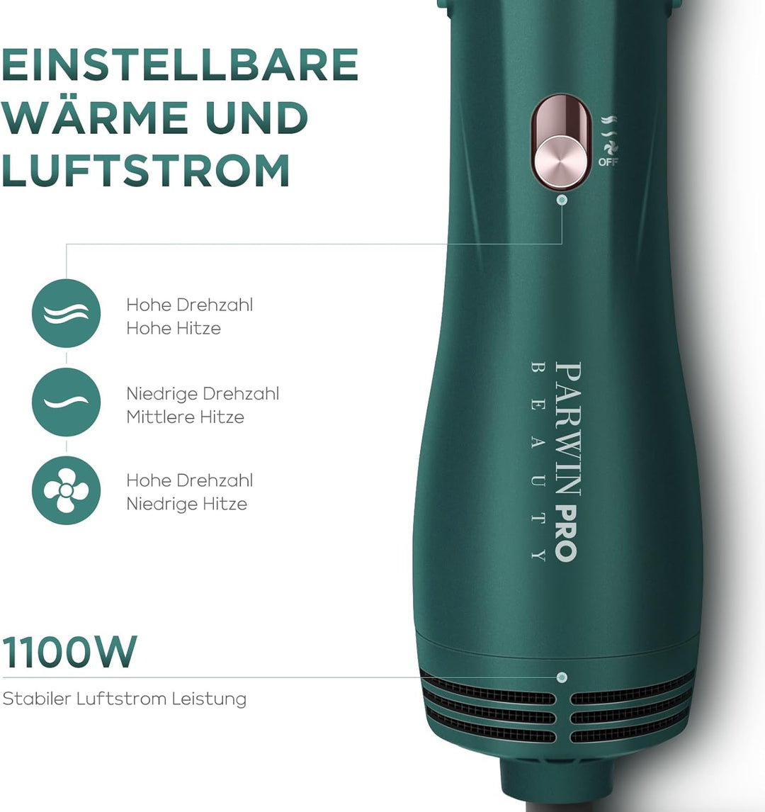 4 IN 1 Haartrockner Warmluftbürste Set, PARWIN PRO BEAUTY Styler-Set, Föhnbürste Lockenbürste mit 4