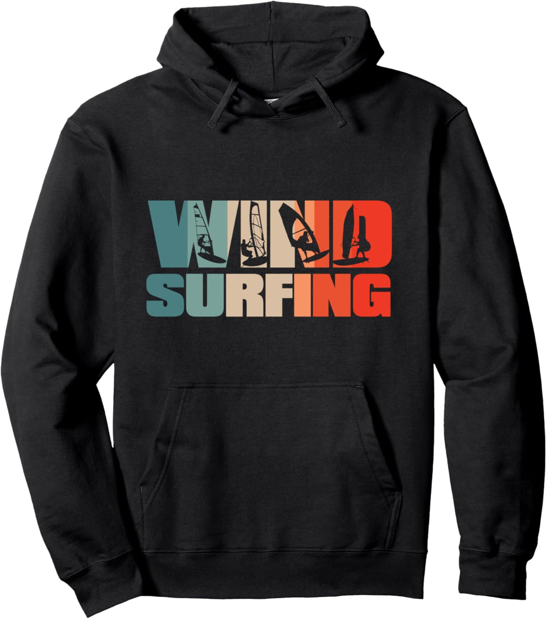 Retro Windsurfing Surfbrett - Vintage Windsurfen Pullover Hoodie