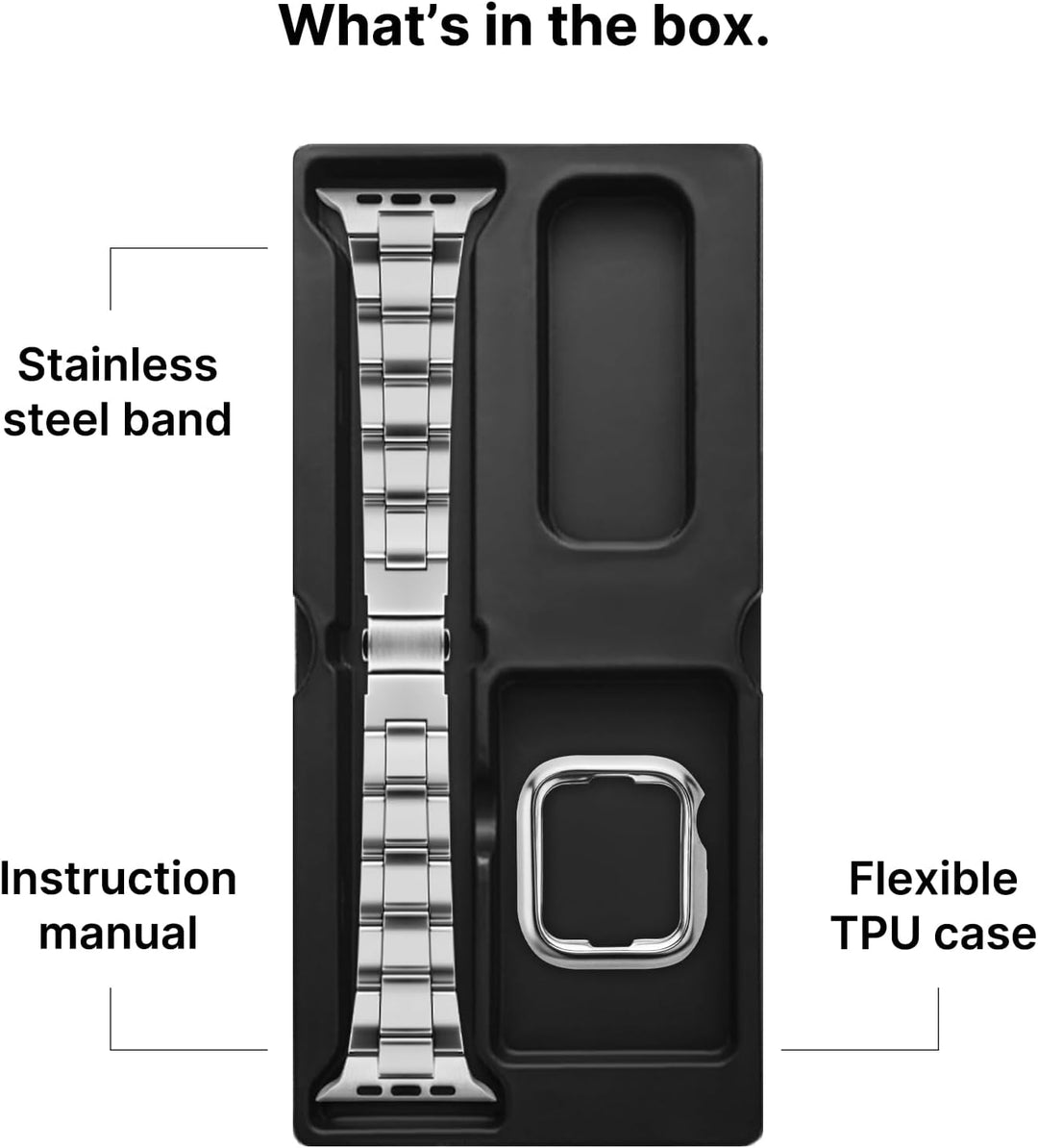 Fullmosa für Apple Watch Armband 45mm 44mm 42mm, Edelstal Metallarmband mit Uhrengehäuse für iwatch