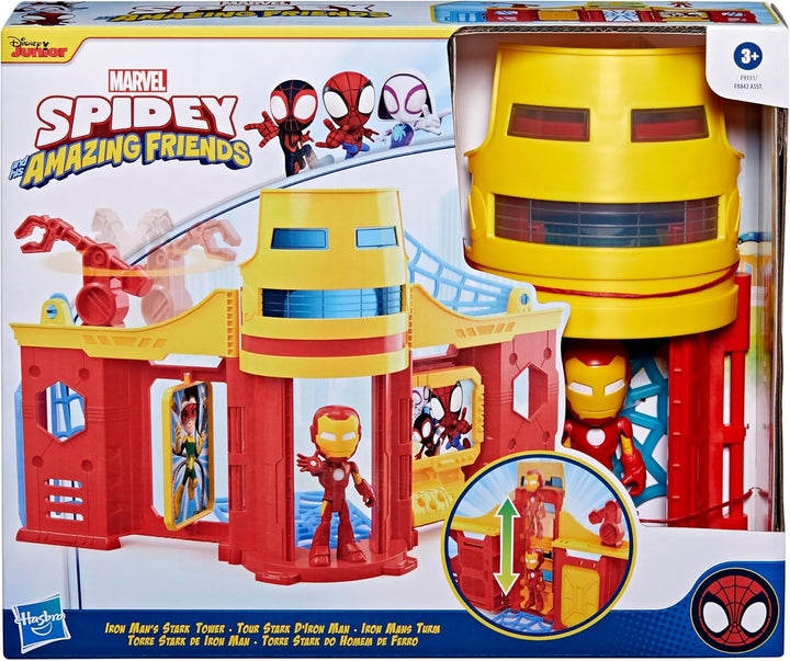 Hasbro Marvel Spidey und Seine Super-Freunde Iron Mans Turm, Spielset mit Iron Man Action-Figur, Sic
