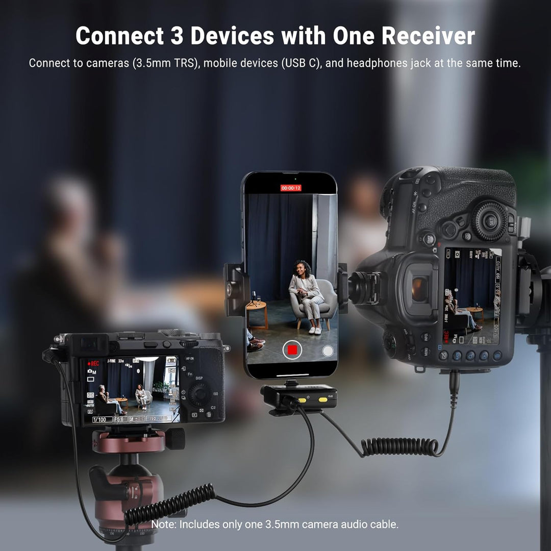 NEEWER CM28 Kabelloses Lavalier Mikrofonsystem mit Ladeetui, 1 klick Rauschunterdrückung, 4GB Speich