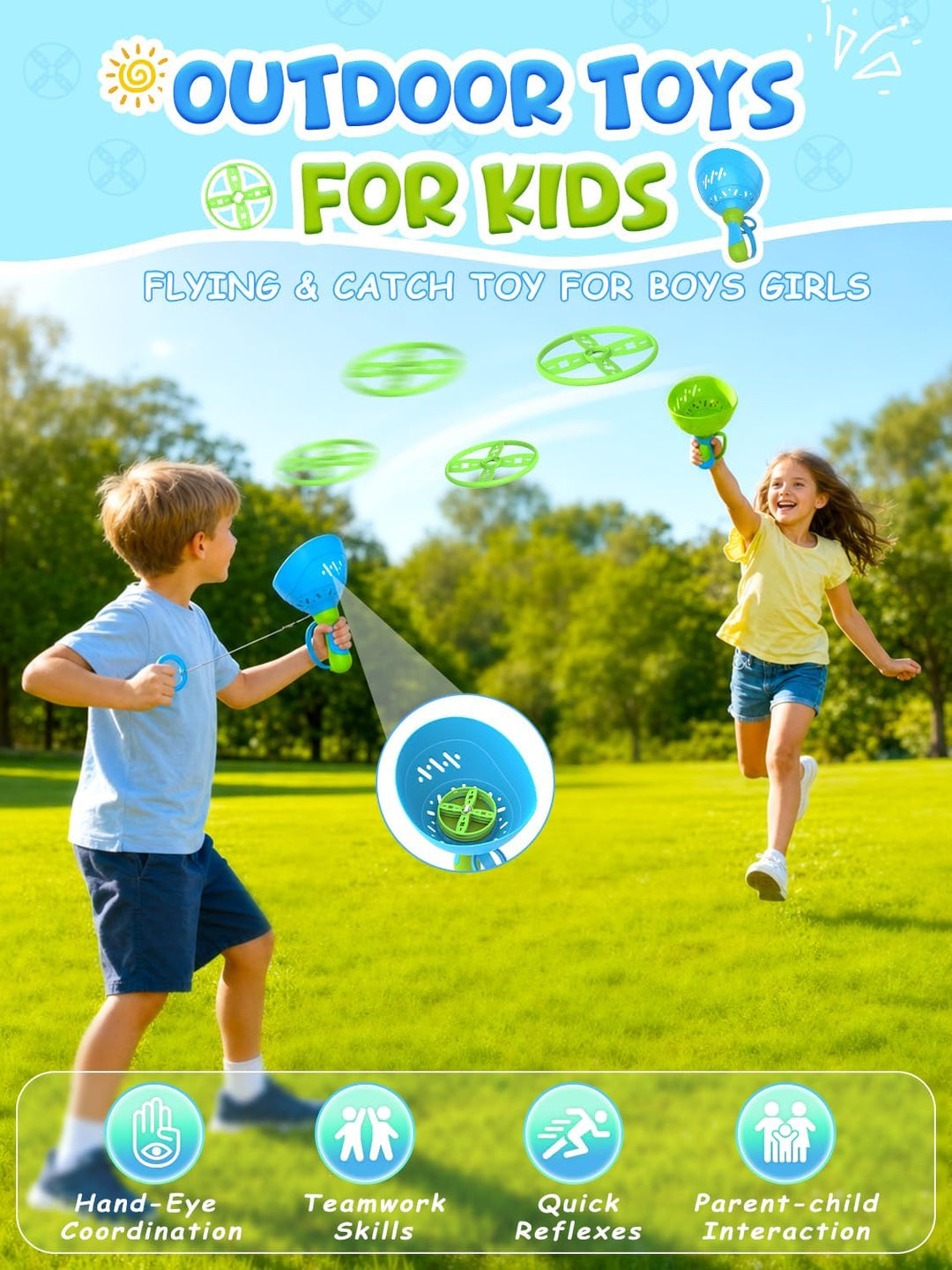 Kssvzz Outdoor Spielzeug für Kinder4 5 6 7 8 - Propeller Spielzeug Launcher | 2 Stück Gartenspielzeu