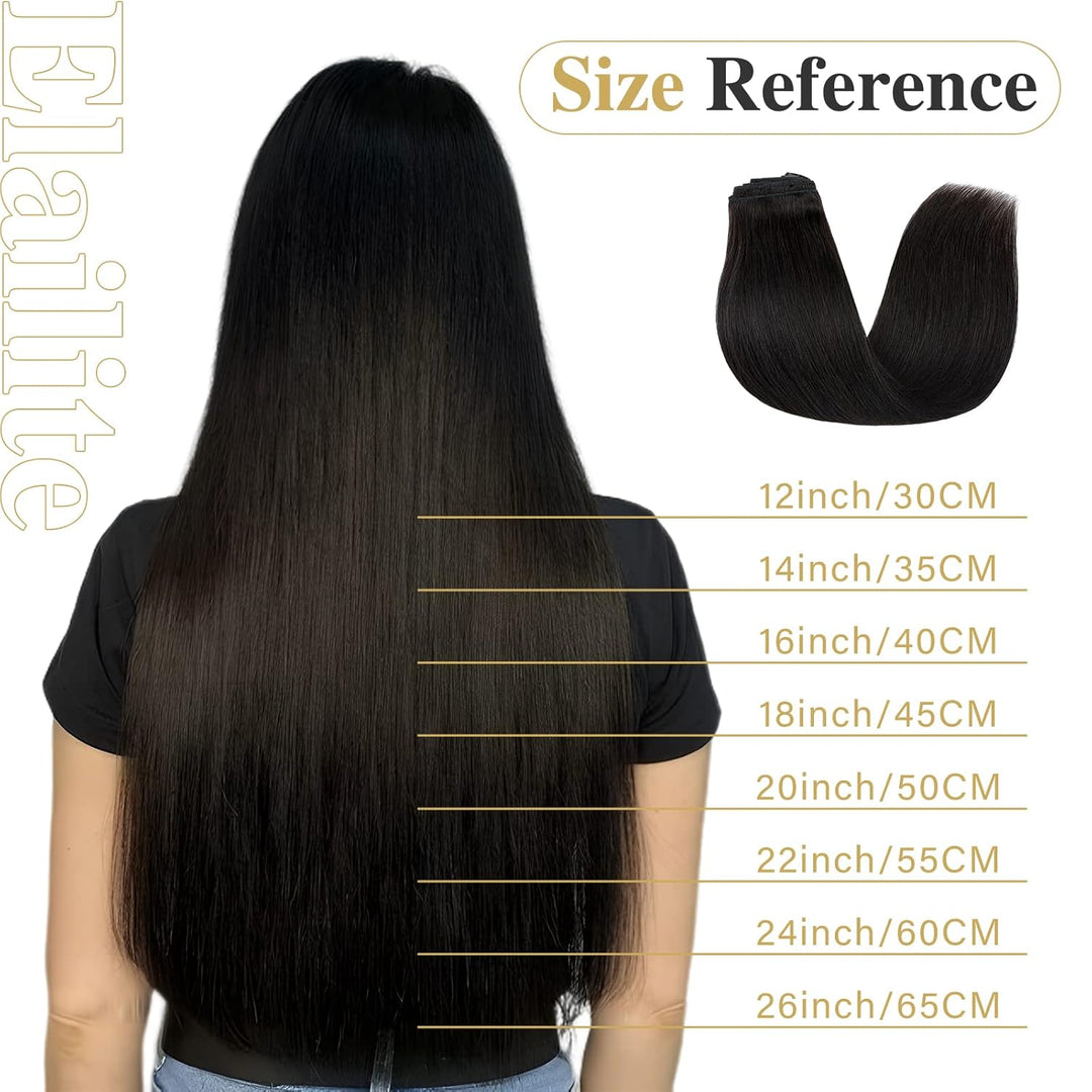 Elailite Clip in Extensions, Haarverlängerung Echthaar Extensions Haarteile 8 PCS Doppelt Tressen 40