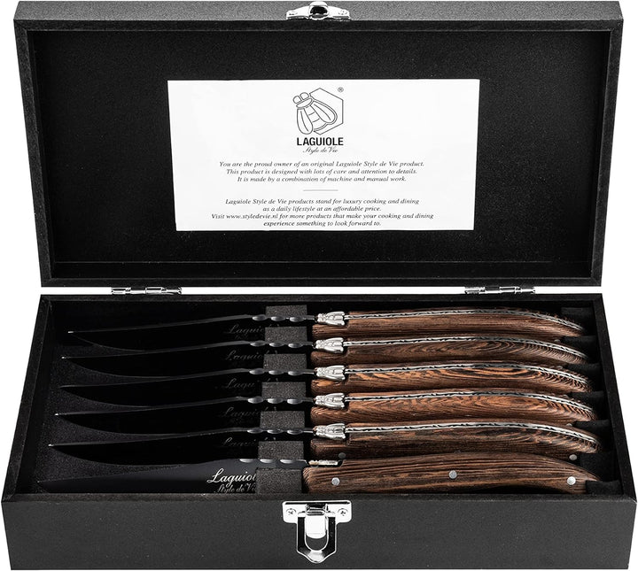 Laguiole Style de Vie Steakmesser Luxury Line, 6-teilig, Wenge holz