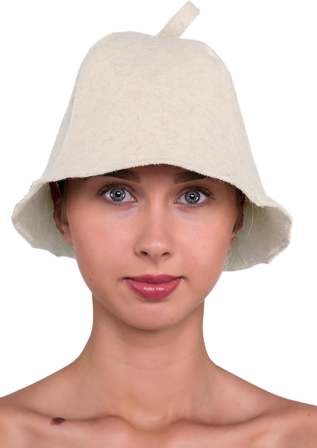 Ger3as Saunahut 100% Wollfilz mit Haken für Damen und Herren, Wellness Mütze Premium Qualität Filz S