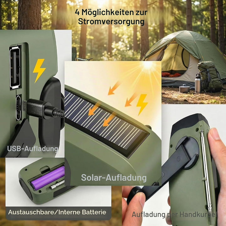 Notfall Radio, 3-Wege-Laden Emergency Radios,2000mAh Profi-Überlebensradio 3-Wege-Ladung (Solar/Hand