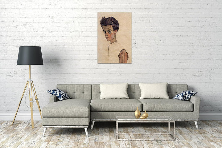 Printed Paintings Leinwand (60x80cm): Egon Schiele - Selbstportrait 60x80 cm, 60x80 cm