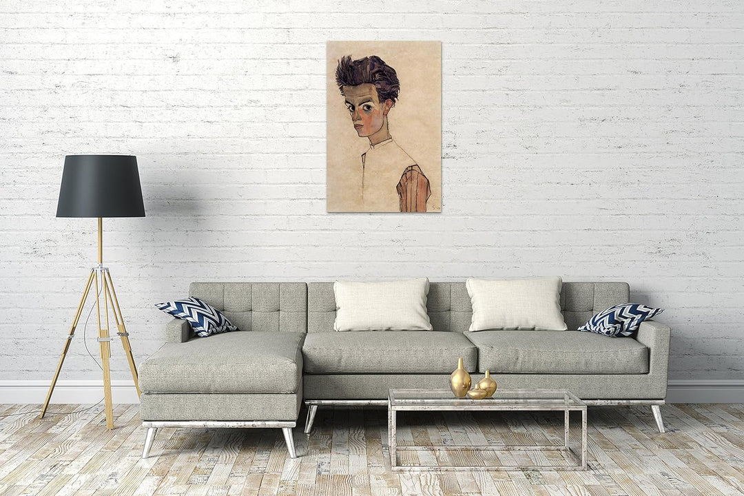 Printed Paintings Leinwand (70x100cm): Egon Schiele - Selbstportrait 70x100 cm, 70x100 cm