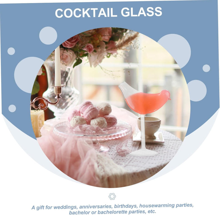 YARNOW 4Pcs Cocktail Glas Becher Cocktail Glas Vogel Form Transparent Glas Tasse Dekorative Cocktail