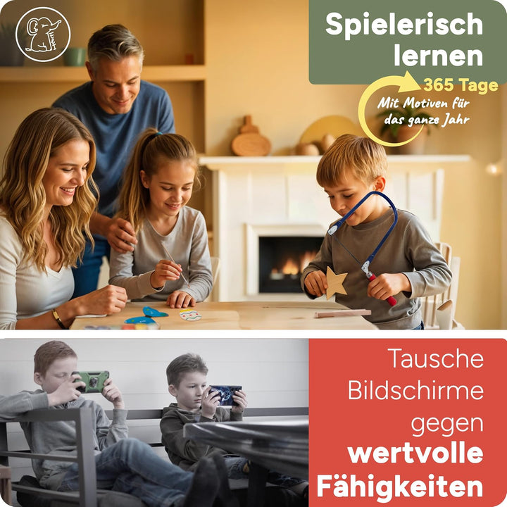 Eli® Laubsäge für Kinder inkl. 14 Sperrholzplatten - Komplett Set für Laubsägen inkl kreative Vorlag