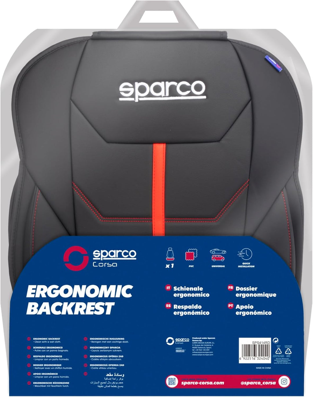 SPARCO SPCS414RD - Ferrara Modell Universal Autositzlehne, schwarz / rot. FERRARA