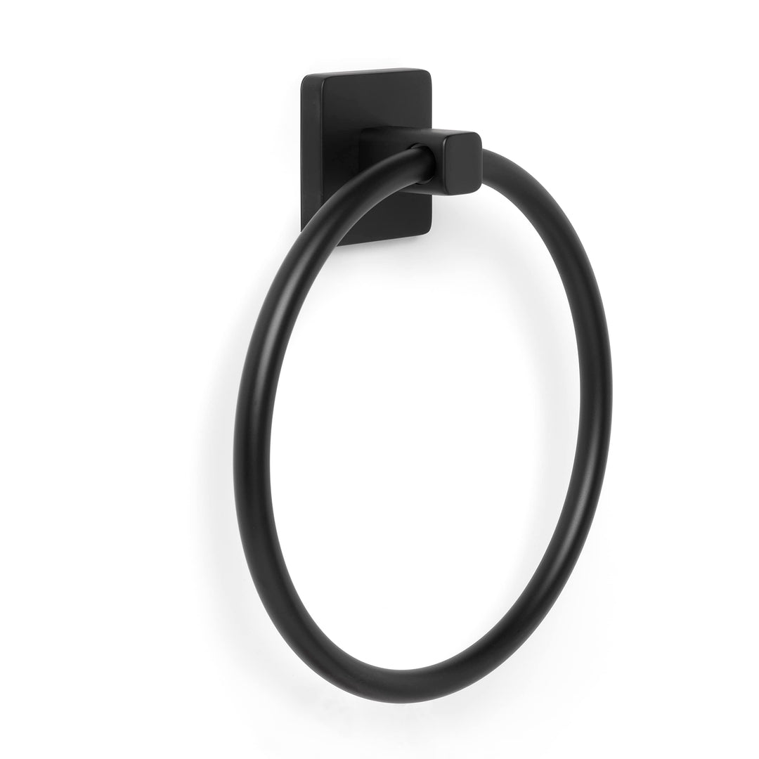 TATAY Handtuchring für das Bad, Nero-Kollektion von Badezimmer Accessoires, Edelstahl und Zamak, Trä