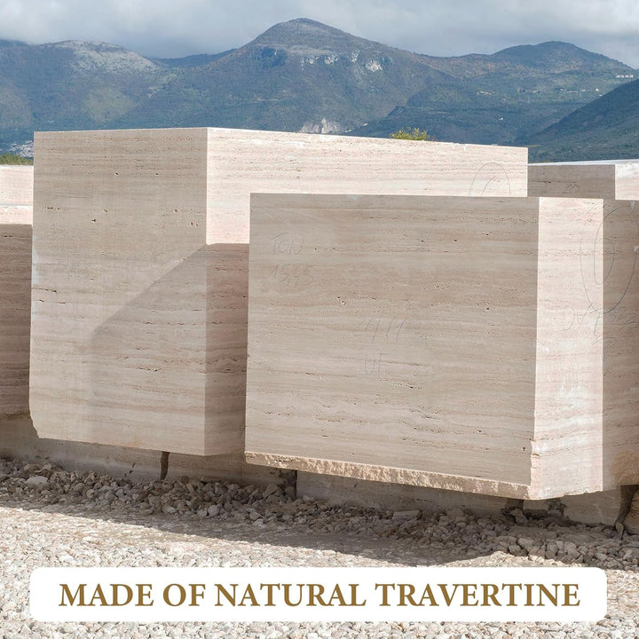 Koville Natürliches Travertin-Marmor-Schneidebrett für Küchentheke, 30,5 x 20,3 cm, echte Steinplatt