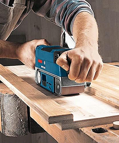 Bosch Professional Bandschleifer GBS 75 AE (750 Watt, inkl. Gewebeschleifband, Staubsack, Grafitplat