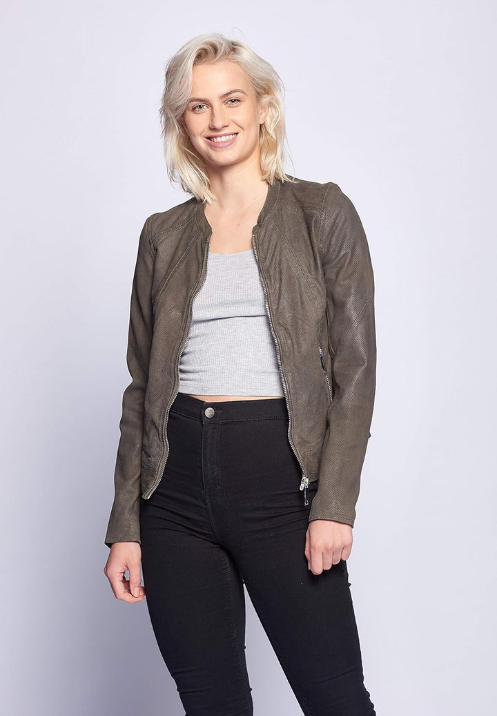 MAZE Damen Lederjacke Mabel L shadow, L shadow