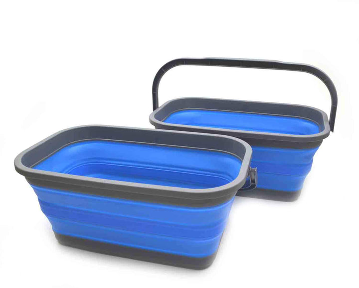 SAMMART 11.6L Set of 2 Collapsible Bucket (Blau, 2) Blau 2, Blau 2