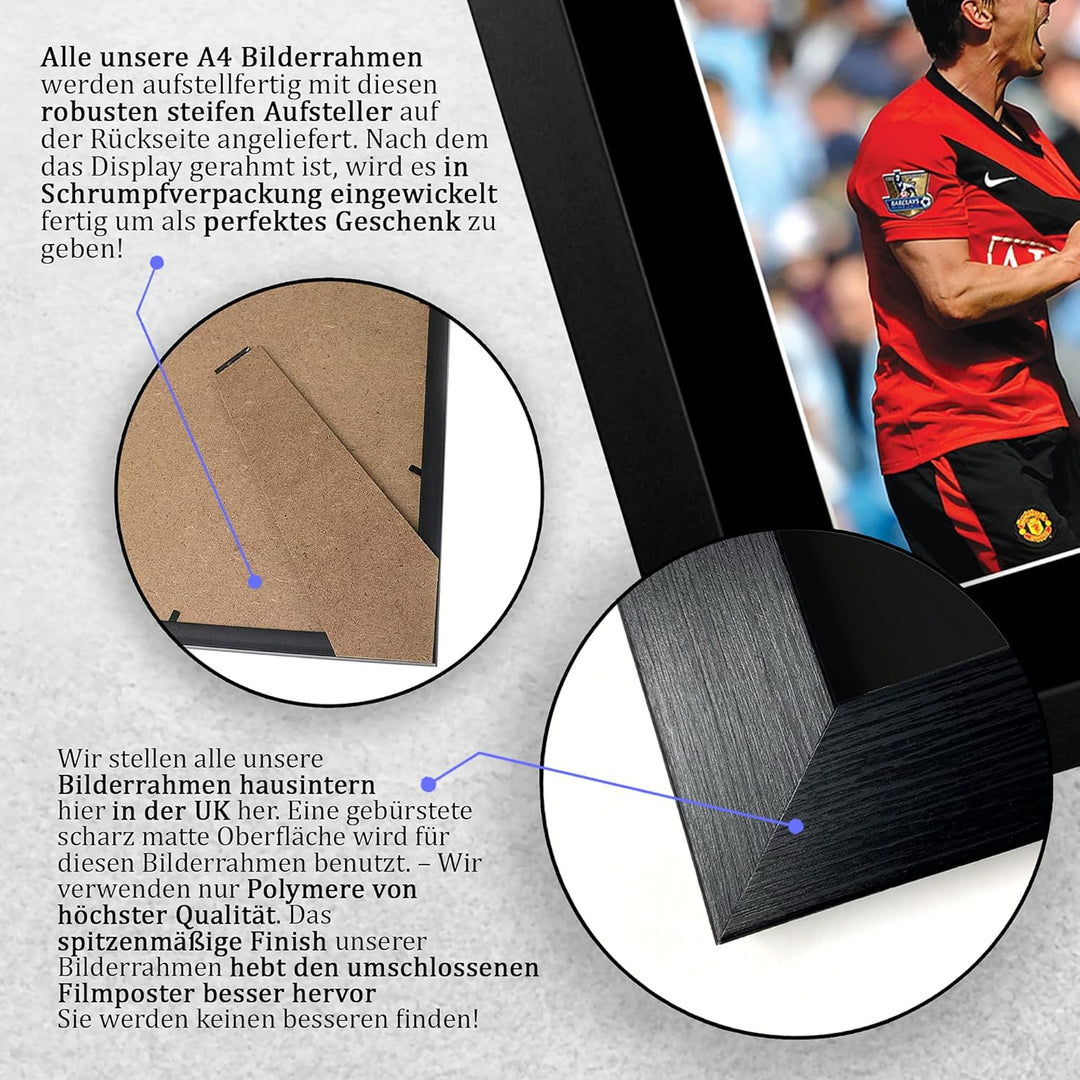 HWC Trading Gary Neville Gifts gedrucktes Autogramm für Fans und Fans, A4 gerahmt