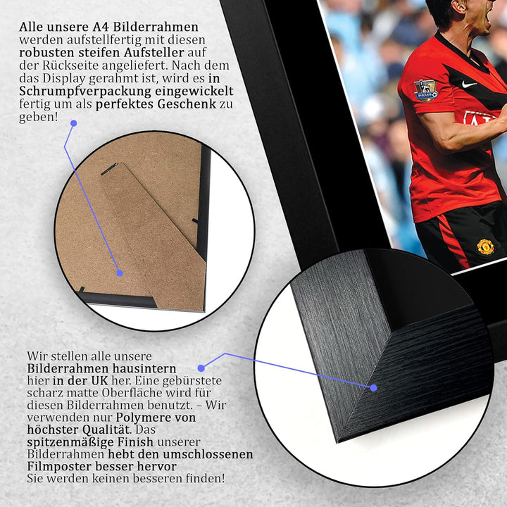 HWC Trading Gary Neville Gifts gedrucktes Autogramm für Fans und Fans, A4 gerahmt