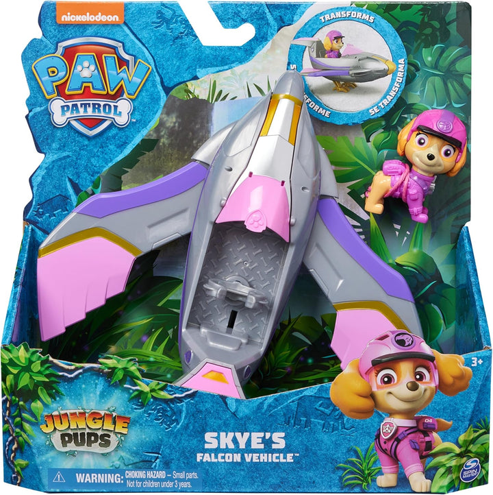 PAW PATROL Jungle Pups – Falken-Fahrzeug mit Skye-Figur (Basis Fahrzeug), Spielzeug für Kinder ab 3