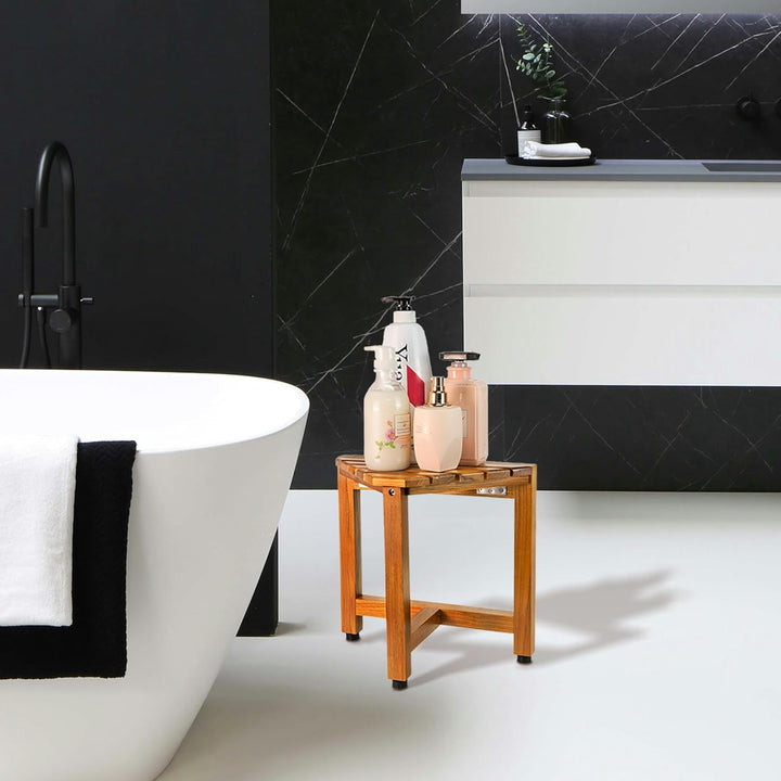 Duschhocker aus Teakholz, moderne Holz-Duschhocker fürs Badezimmer, ideal zum Rasieren der Beine Sma