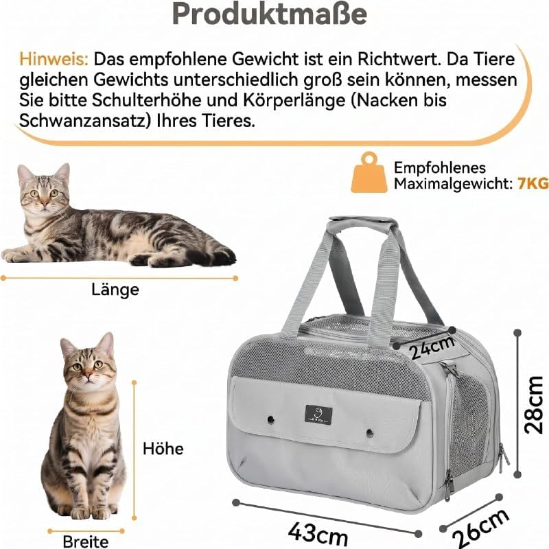 A 4 PET Transportbox Katze, Hundetasche Flugzeug für Kabine/Auto, Leicht Hunde Flugtasche mit Sicher