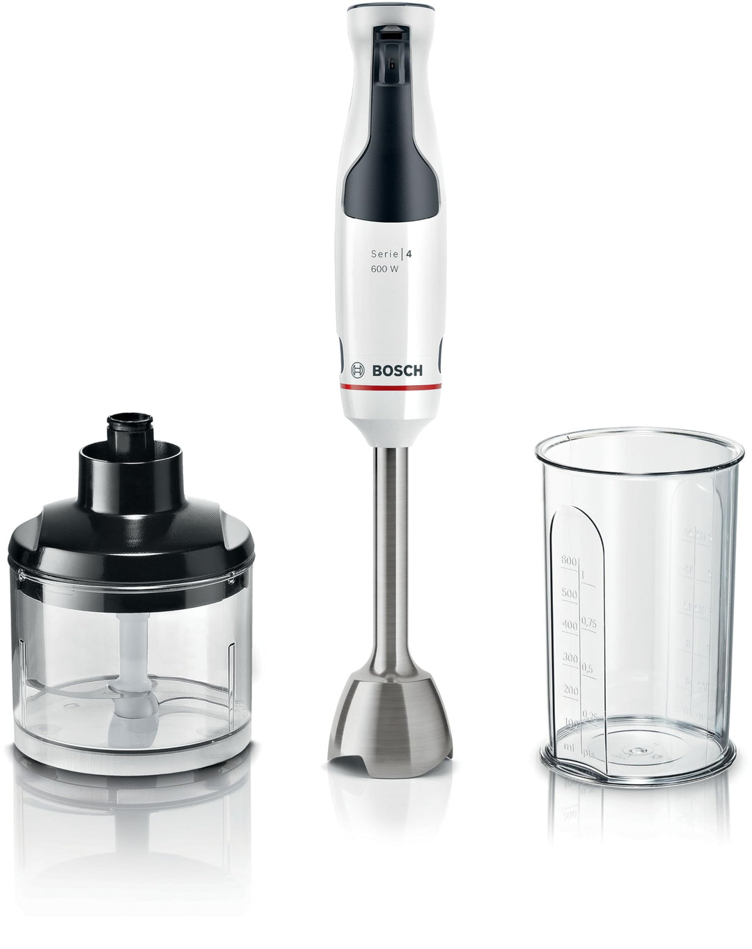 Bosch Stabmixer ErgoMaster Serie 4 MSM4W220, Zerkleinerer, einhändig bedienbar, Edelstahl-Klingen, v