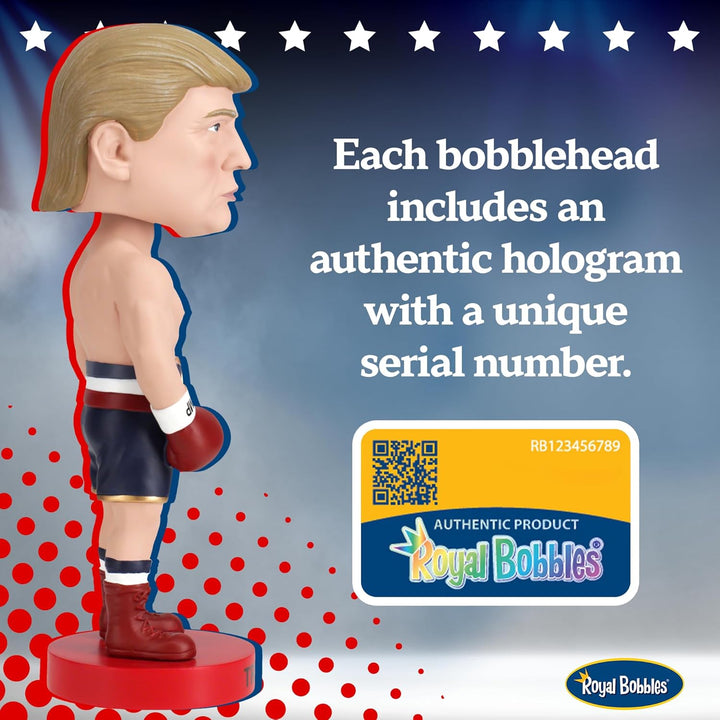 Royal Bobbles Donald Trump Boxer Wackelkopf, Premium Polyresin lebensechte Figur, einzigartige Serie