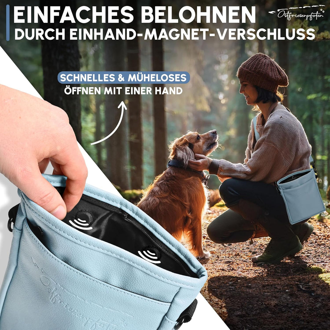 Leckerlibeutel 'Frieda' für Hunde aus hochwertigem Kunstleder - Lavendelblau Grösse L - Futterbeutel