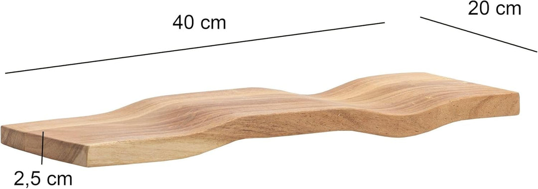 FineBuy Wandregal Akazie Massivholz 40cm - Schwebendes Design Regal für die Wand Holz massiv - Hänge