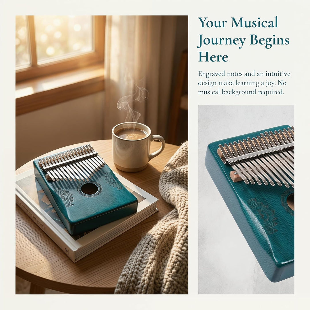 Musfunny Kalimba Daumenklavier 17 Schlüssel: Fingerklaviere Holz Mit Lehrmaterial Stimmhammer- Thumb
