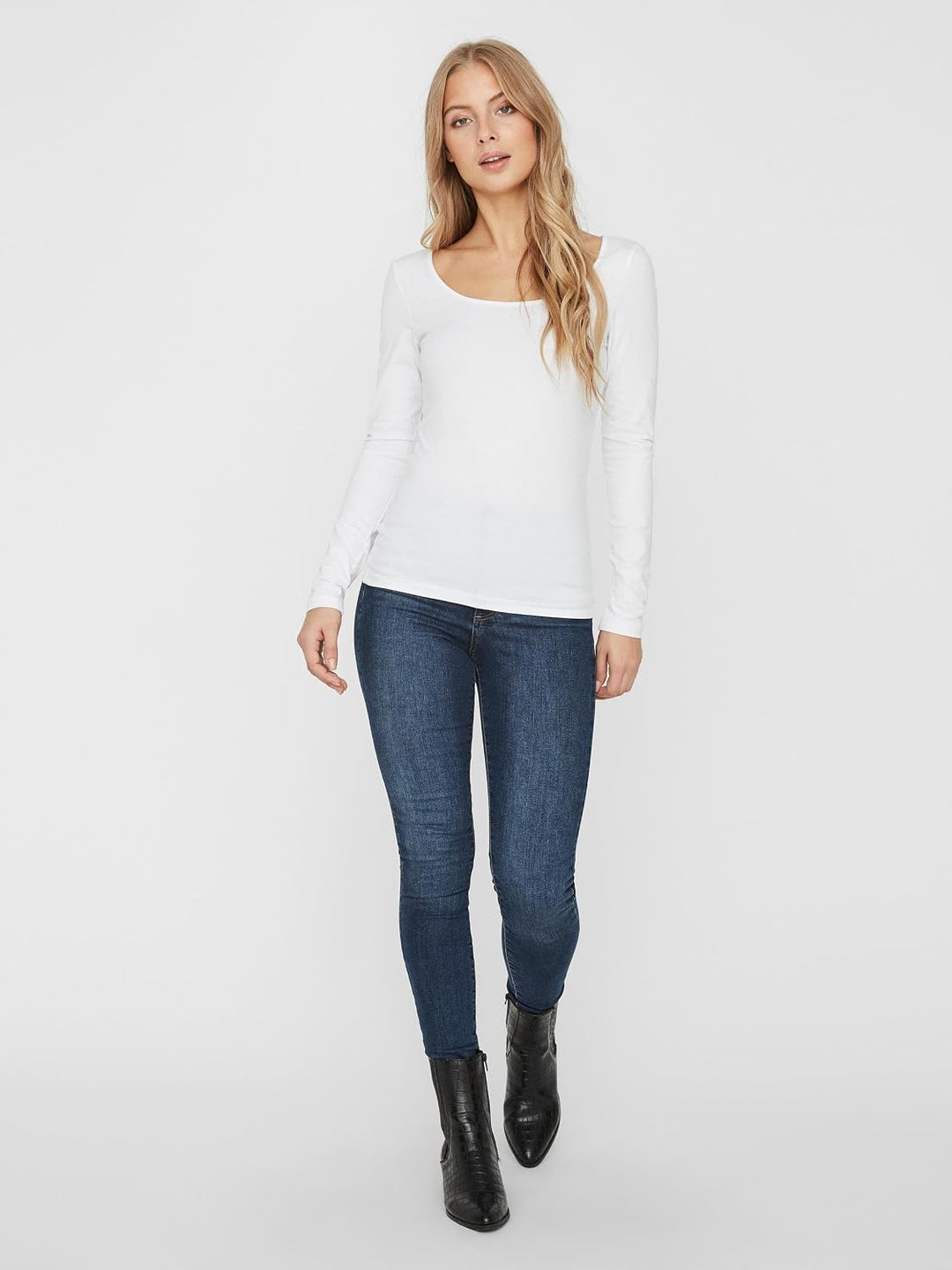 VERO MODA Damen Vmmaxi My Ls Soft Uneck Ga Noos Langarmshirts XL 2x Schwarz, 1x Bright White, XL 2x