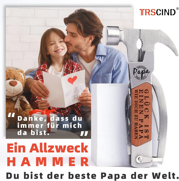 Vatertagsgeschenke für Papa Multitool Werkzeug Hammer, 14 in 1 Multitool Mini Hammer Männertag Gesch