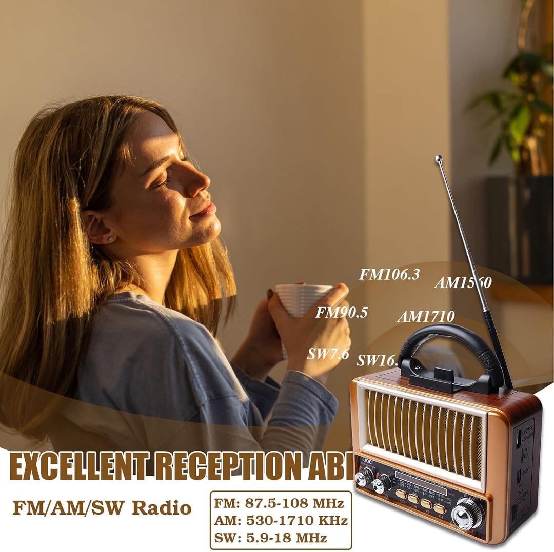 PORFOYO AM/FM/SW Retro Radio mit Bluetooth, Küchenradio Nostalgie Radio Klein, Kofferradio Transisto