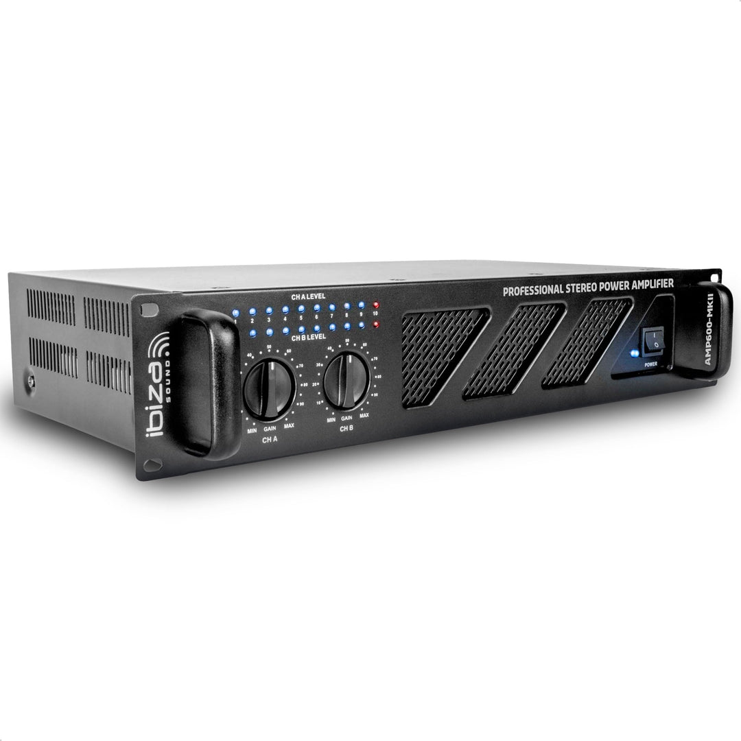 Ibiza - AMP600-MKII - Professioneller PA-Verstärker 2x480W mit RCA/Klinke Eingängen und Speakon/Born