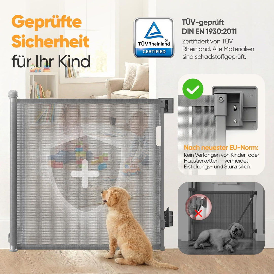 Sekey Treppenschutzgitter Ausziehbar 0-150 cm, Höhe 97 cm, Feste Schraubmontage Türschutzgitter, Kin