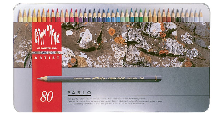 Caran d'Ache Pablo Farbstifte 80 Farben in Metalletui,666.380, Bunt, Bunt