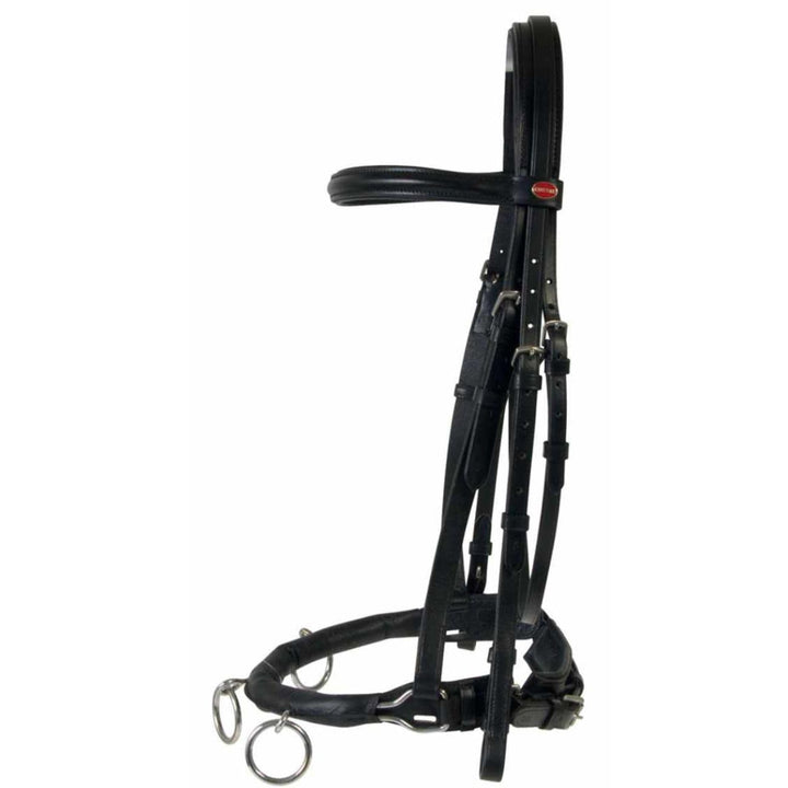 Amesbichler Cheval Kappzaum Reitkappzaum Leder Kappzaum, schwarz zum Longieren und Reiten, Gebiss ka