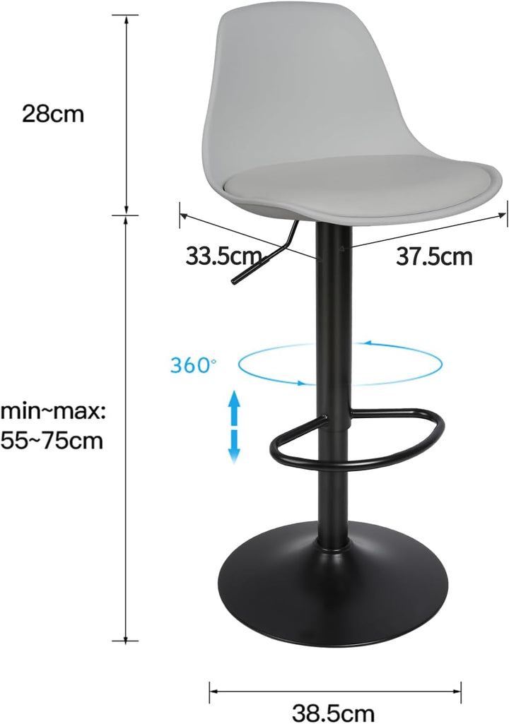 DDMINE 8er Set Barhocker mit Polster Gepolsterter Drehhocker mit Luftheber-Design, Kunstleder Barstu