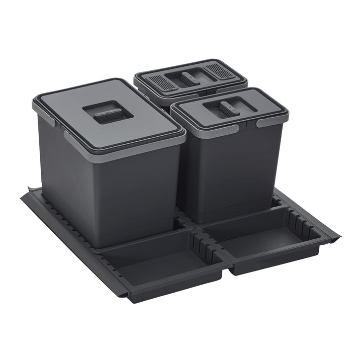 SOTECH Abfallsammler Draw 15+6+6L Abfalleimer mit Deckel Abfallsystem für Auszug Korpusbreite 60 cm