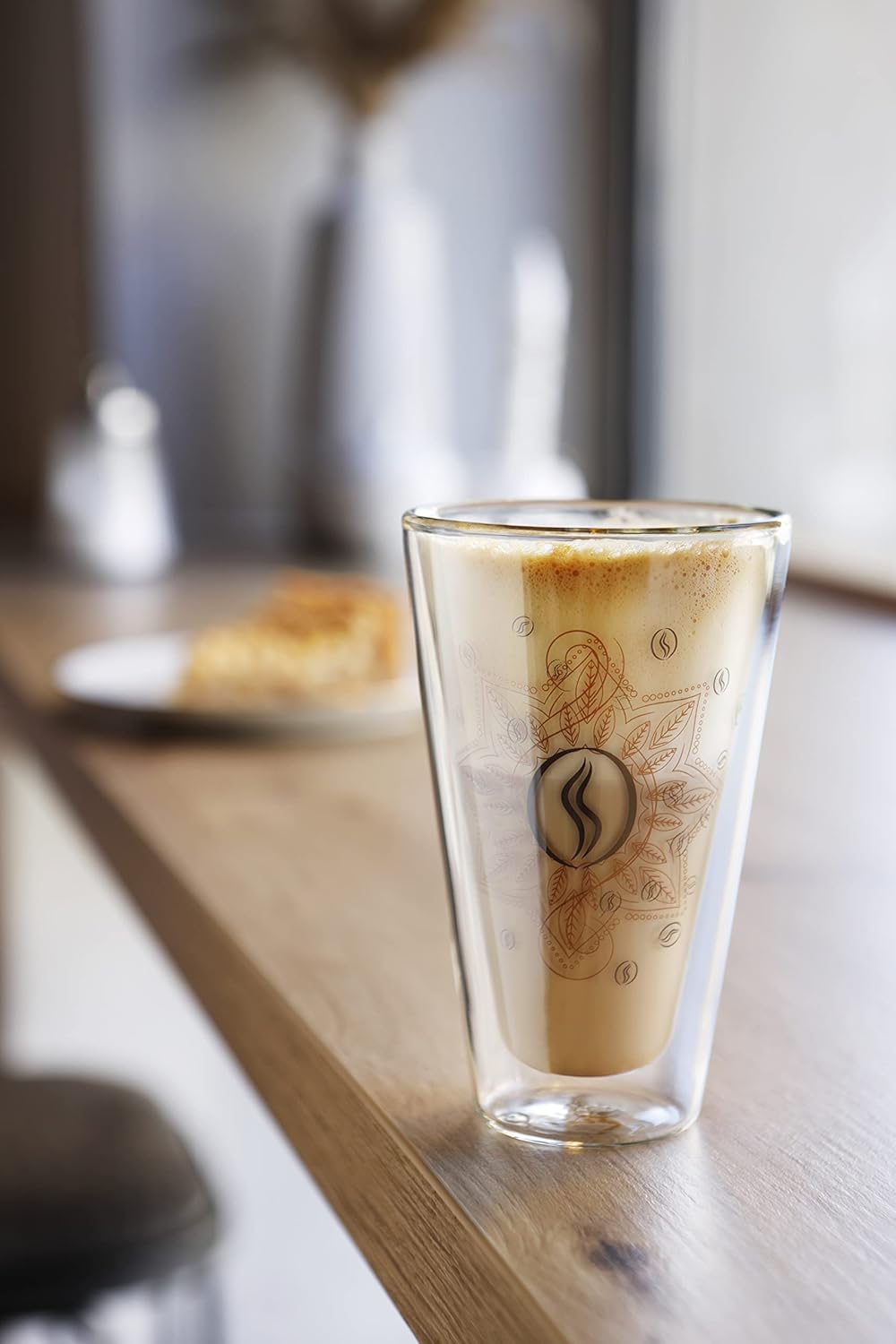 Montepreti Design Latte Macchiato Gläser 250ml, Kaffeeglas für Cappuccino, Espresso, Kaffee-Mandala,
