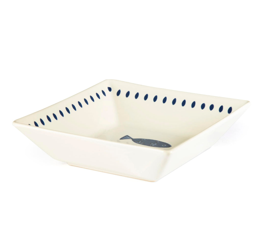 Excelsa Ocean 6er Set Suppenteller Keramik 17x17cm Blaue Fische Dekor
