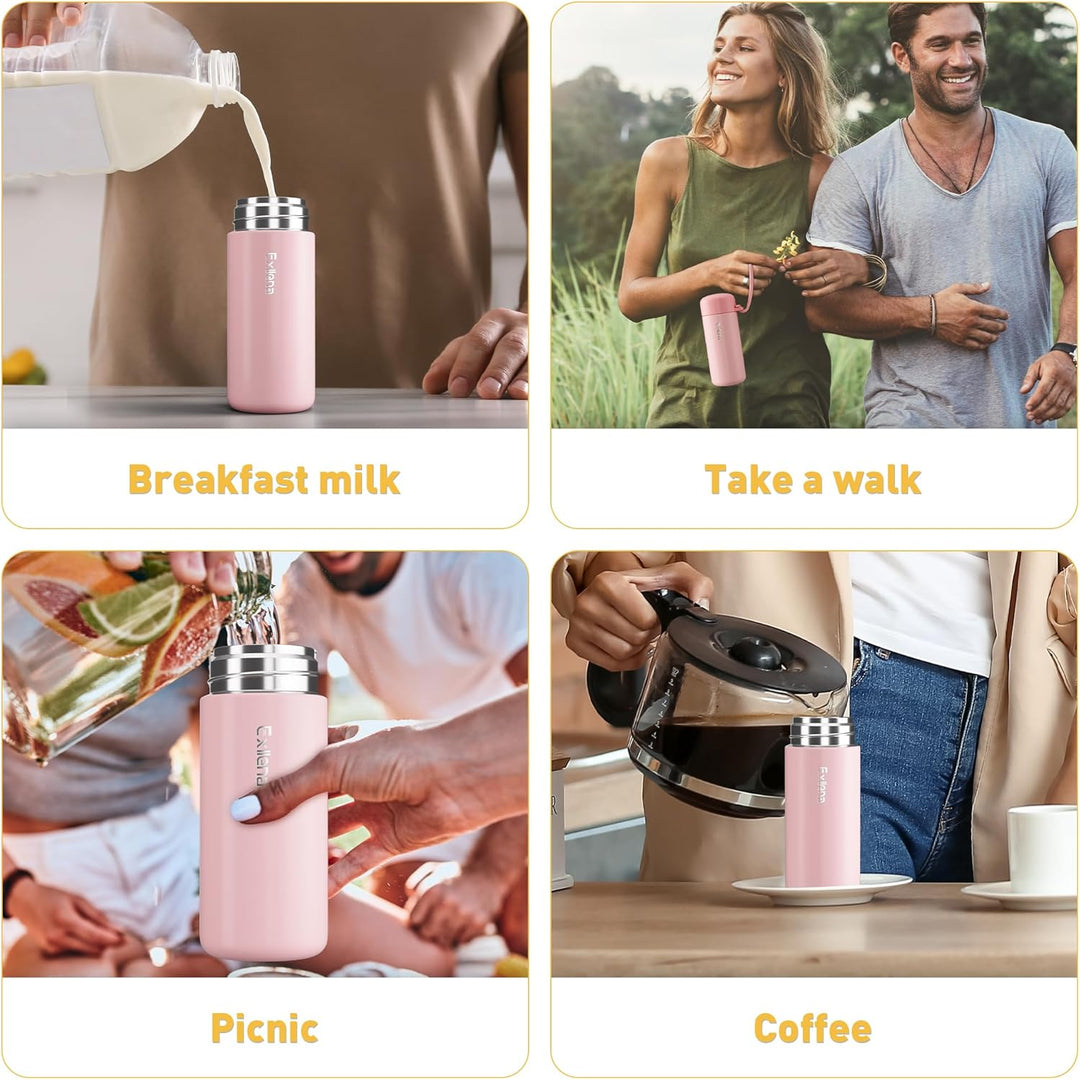 Exllena Mini Trinkflasche 150ml – Mini Thermosflasche Auslaufsicher mit praktischem Tragegriff - Hoc