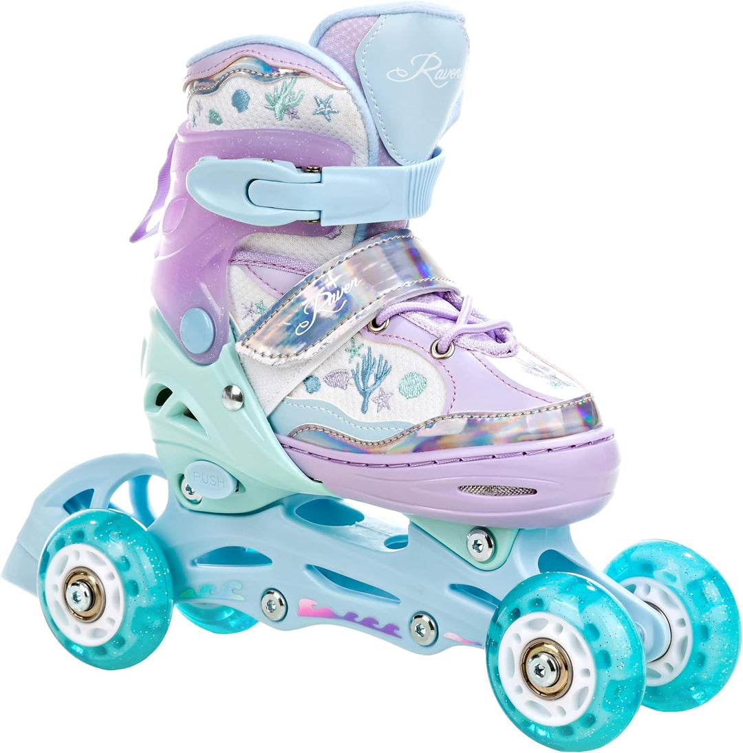 RAVEN 3in1 Inline Skates Triskates Rollschuhe Inliner für Kinder Mädchen verstellbar 34-37 (21,5cm-2