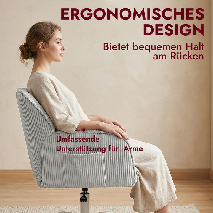Bürostuhl Schreibtischstuhl Homeoffice Stuhl Schminktisch Stuhl – Sherpa- &amp; Cordstoff, Ergonomisch m