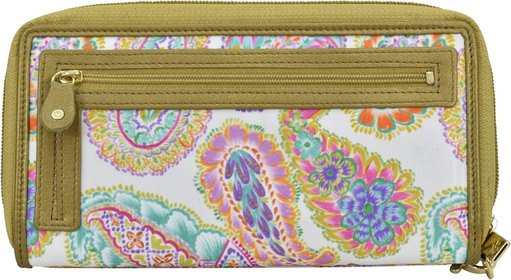 Anuschka RFID Reise-Börse mit Handschlaufe - Wanderlust Kollektion - Nylonstoff mit Leder Trim und K