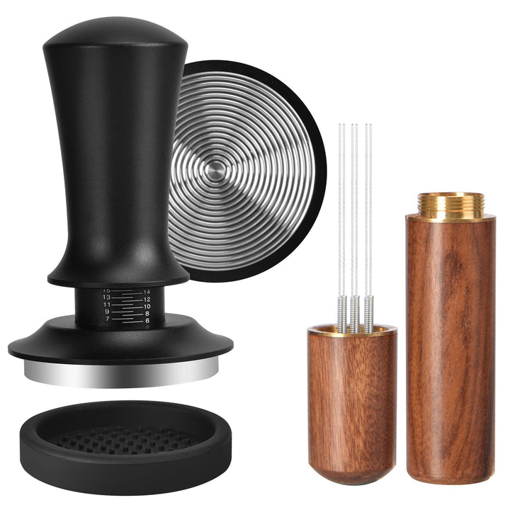 KaffeeTamper 51mm Set, Kaffee Tamper Edelstahl Base, mit 6 feinen Espressonadeln, Espresso Kaffee Ta