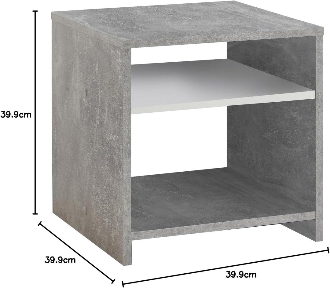 FMD Möbel, 653-001 Lund Beistelltisch, holz, beton, weiss, masse 39.9 x 39.9 x 39.9 cm (BHT)