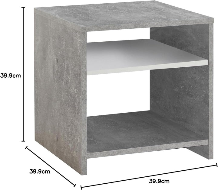 FMD Möbel, 653-001 Lund Beistelltisch, holz, beton, weiss, masse 39.9 x 39.9 x 39.9 cm (BHT)