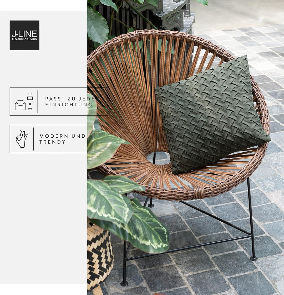 J-Line Sofakissen Gewoben, Dekokissen in grün, Elegantes und luxuriöses Zierkissen, perfekt als Deko
